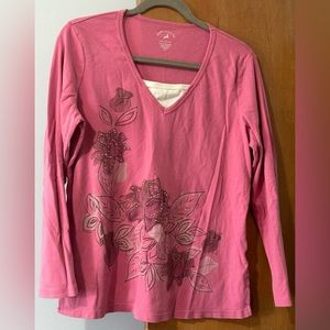 White Stag Long Sleeve Tee—Gilet Pink—Size Large